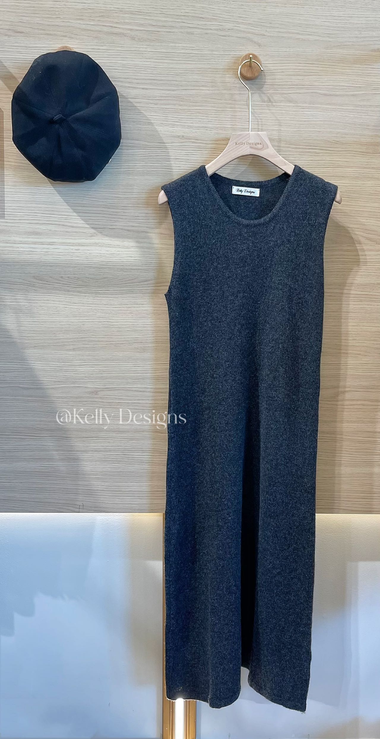 Kelly Designs Dark Grey Wool Dress (Instock)