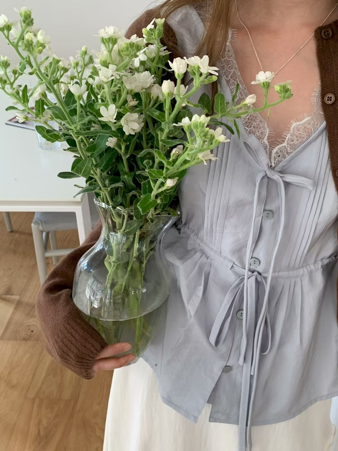 Korean APM Collection Lace Blue Top (Instock)