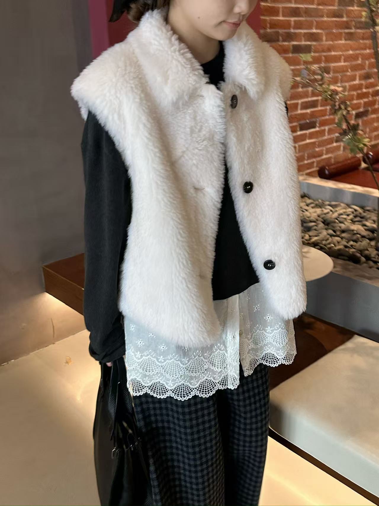 Kelly Designs Shearling Fur White Vest (Instock)