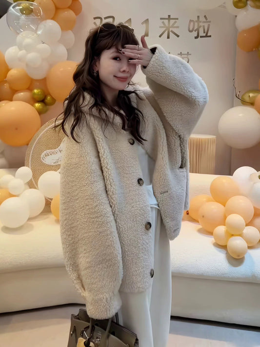 Kelly Designs Reversible Shearling Fleece Jacket – Dual-Side Cozy Winter Coat/100% Wool (Preorder)