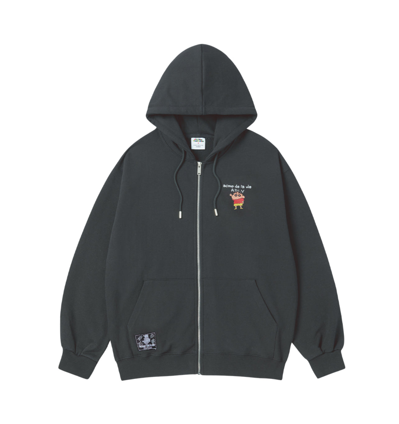 ADLV SHINCHAN BASIC LOGO HOODIE ZIP UP- Dark Grey (Instock)