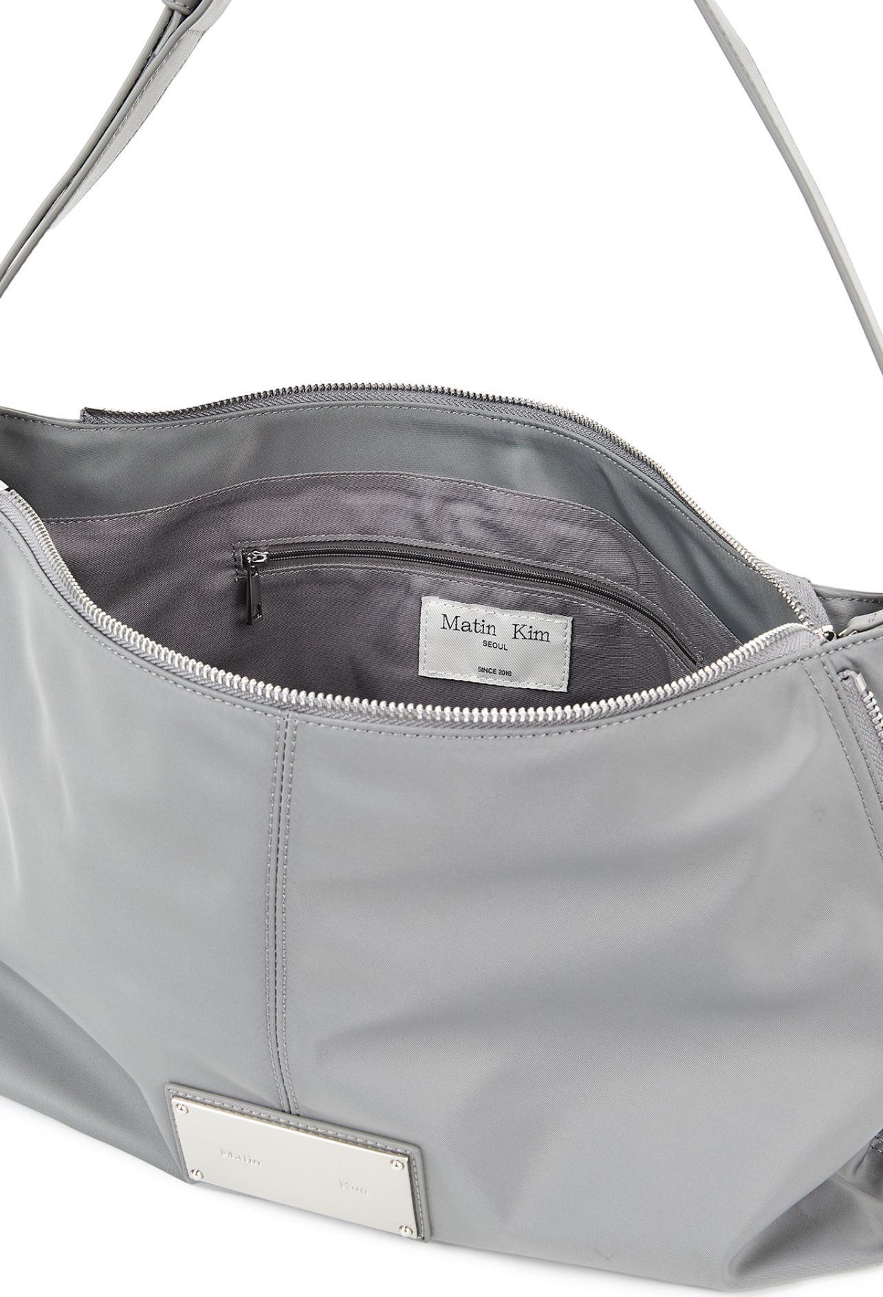 Matin Kim SIDE ZIPPER FABRIC SHOULDER BAG IN GREY (Instock)