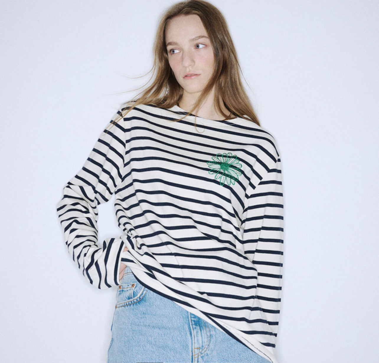●Mardi Mercredi●UNISEX TSHIRT LONG SLEEVE FLOWER_GREY UNISEX TSHIRT LONG SLEEVE FLOWERMARDI_GREY IVORY - MARDI