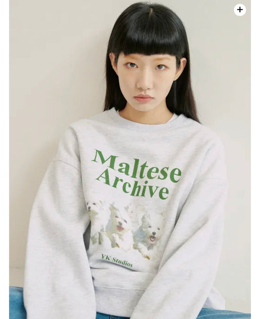 Waikei Maltese Archive Sweatshirt_Melange White(Preorder)
