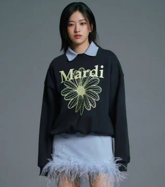 Mardi Mercredi Sweatshirt FLOWERMARDI_ NAVY LEMON (Instock)