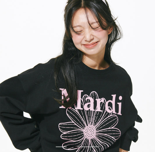 Mardi Mercredi BLACK PINK SWEATSHIRT FLOWERMARDI(Instock)