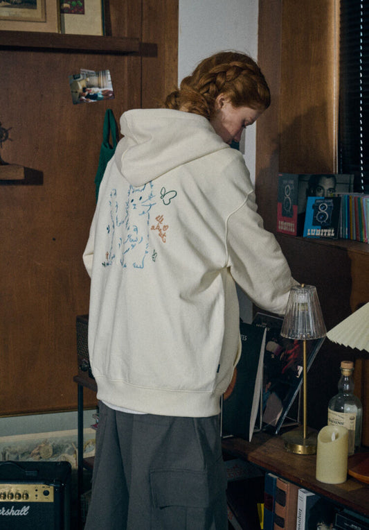 Korean Collection About Love Cat Zip Up Oversize Hoodie (Preorder)