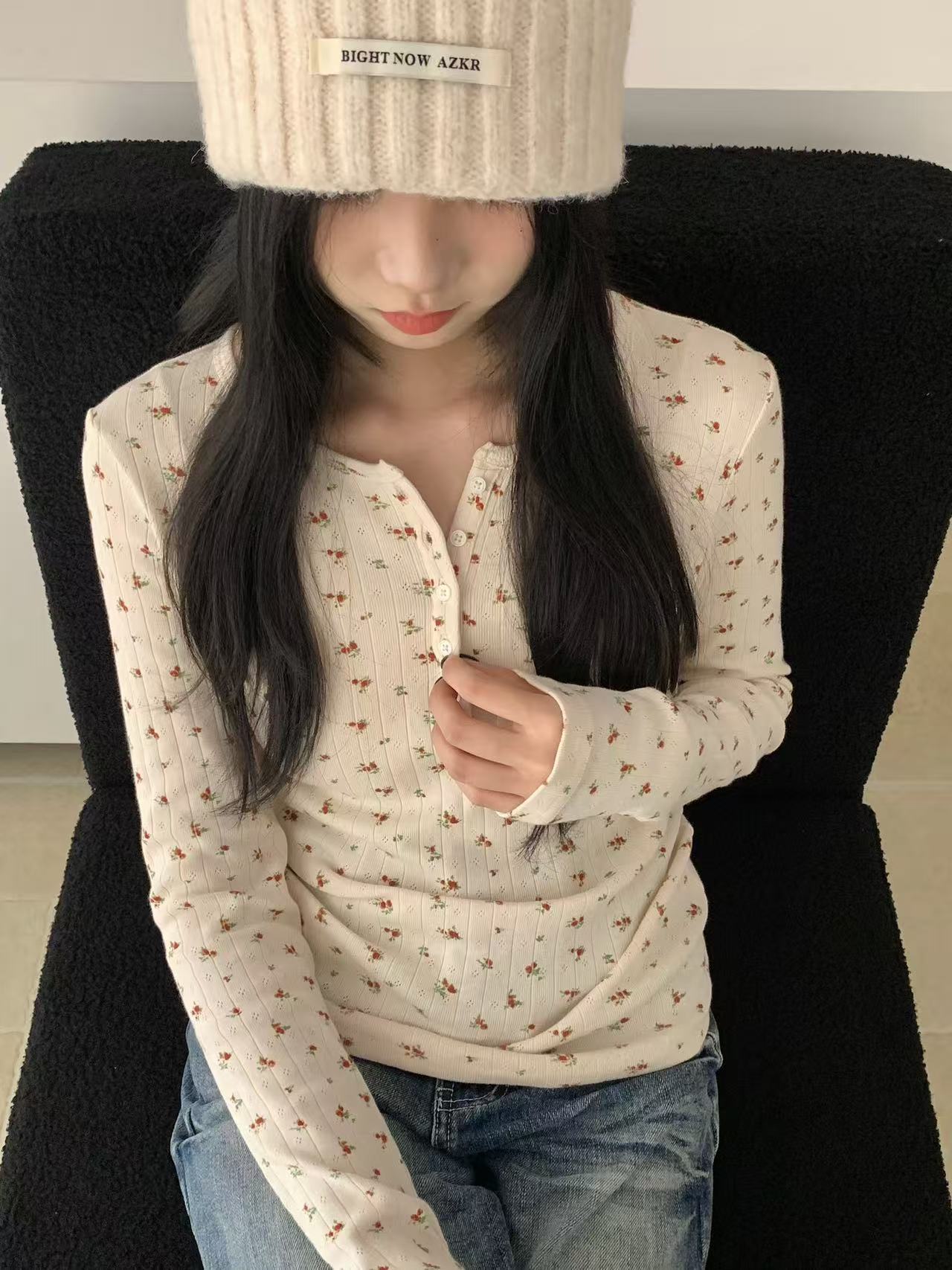 Kelly Designs 2-Color Cotton Floral Base Layer Top (Instock)