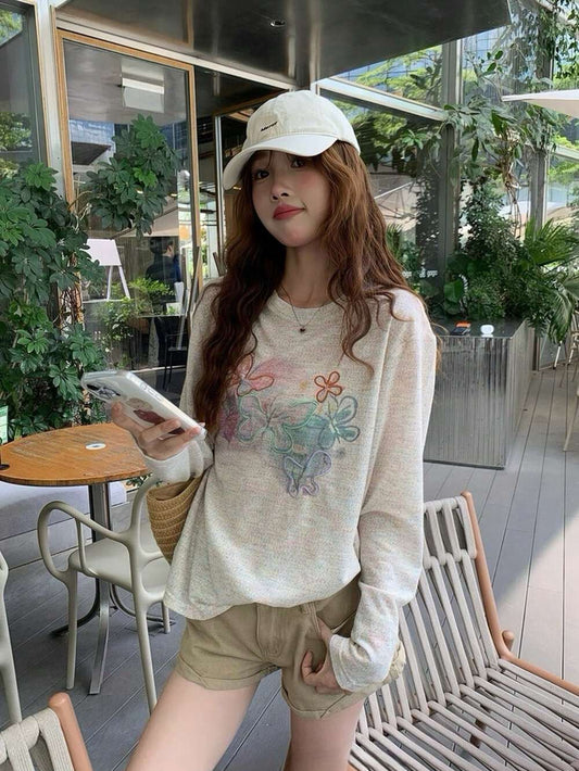 Kelly Designs Cute Butterfly Print Long Sleeve T-Shirt – Casual Graphic Tee (Instock)