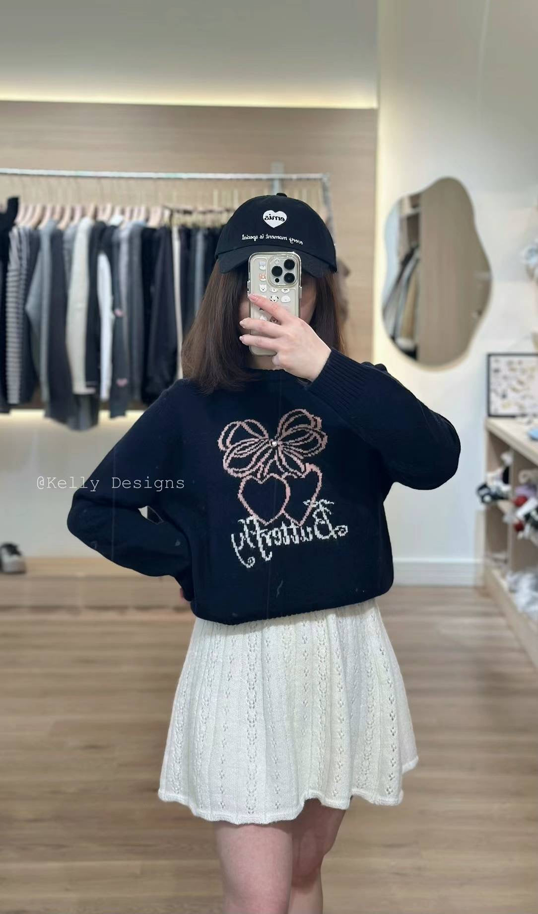 Kelly Designs Ribbons Wool Navy Sweatshirt (Instock)