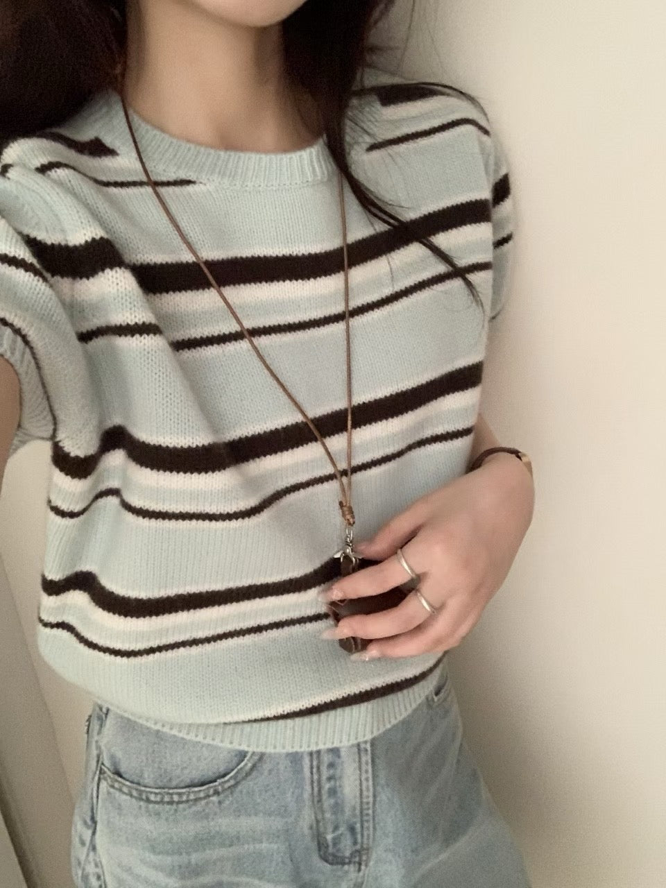 Kelly Designs Mint Stripe Wool Top (Instock)