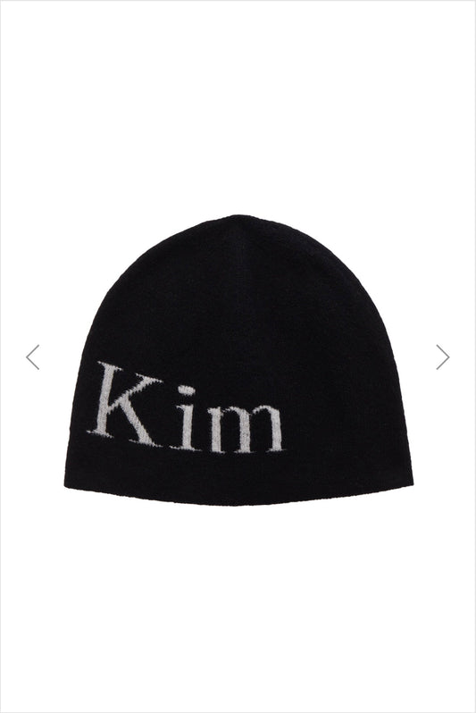 MATIN KIM LOGO JACQUARD SHORT BEANIE IN BLACK (Instock)
