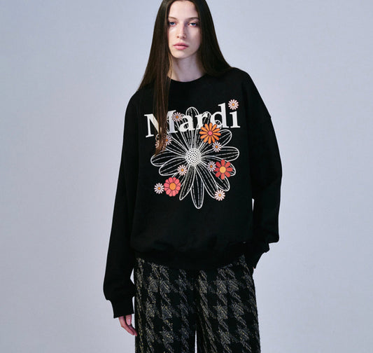 Mardi Mercredi SWEATSHIRT FLOWERMARDI BLOSSOM_Black Cream(Preorder)