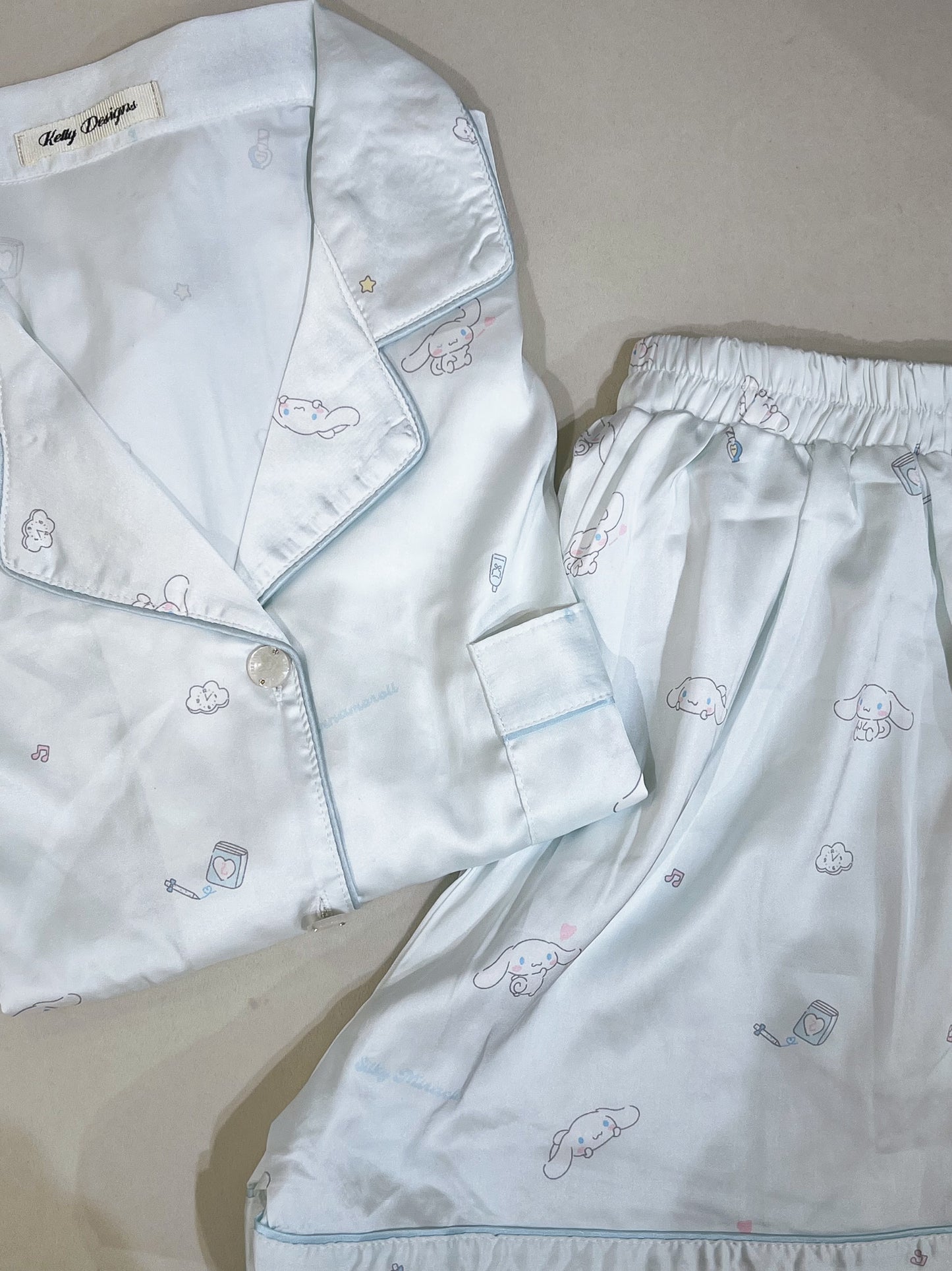 Kelly Designs Cinnamoroll Satin Pajama Blue Set – Cute & Dreamy Vibes (Instock)