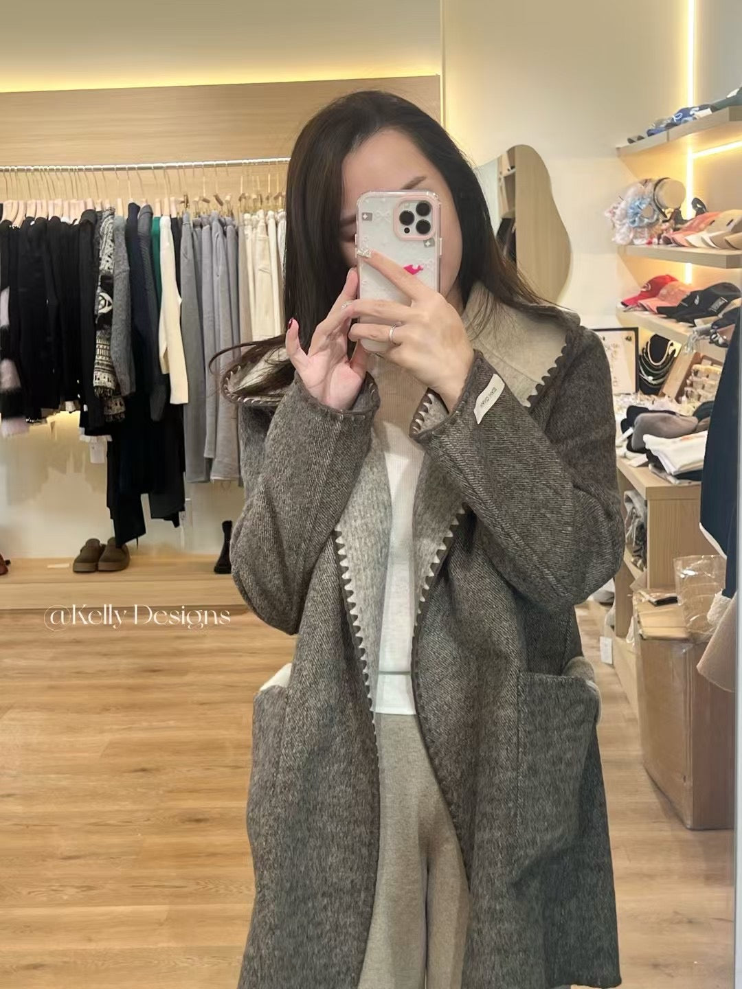 Kelly Designs Two Face Wearing - Gradient Hoodie Wool&Cashmere Coat (Instock)