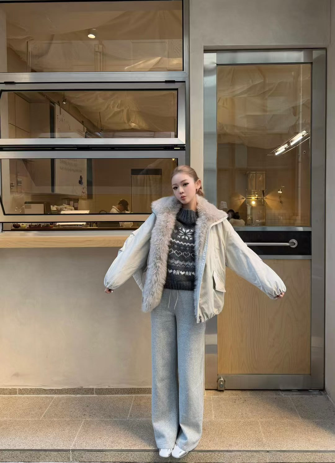 Kelly Designs Goose Down Jacket with Genuine Fox Fur Trim (Preorder)