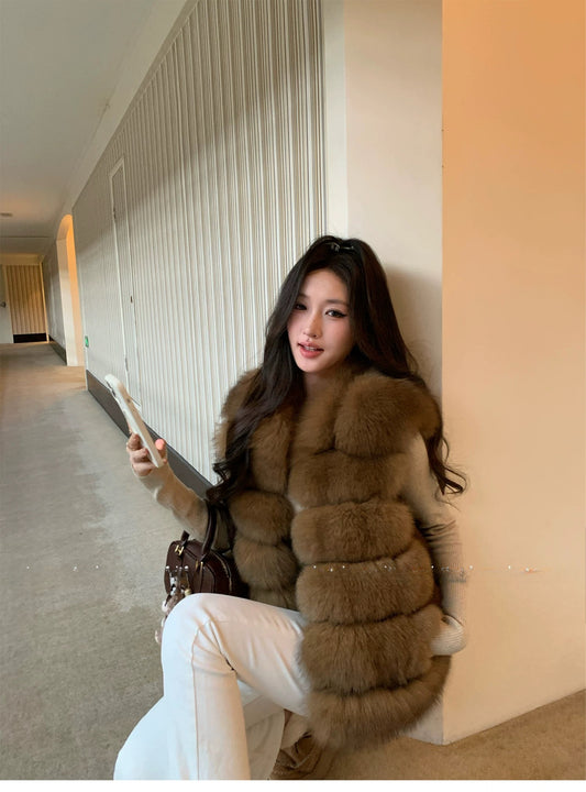 Kelly Designs Fox Fur Brown Vest (Instock)