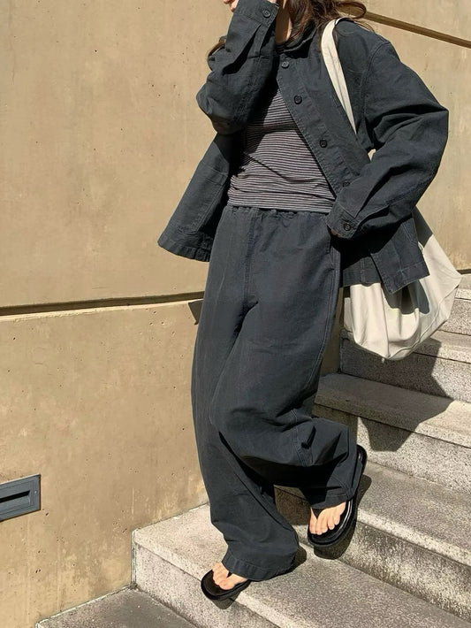 Korean APM Collection Grey Denim Jacket and Jeans (Instock)