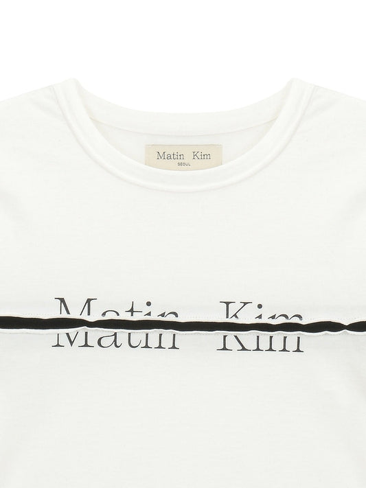 MATIN KIM LOGO CUTTED CROP TOP IN WHITE (Instock)