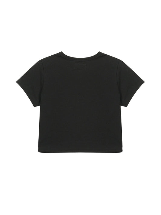 MATIN KIM LOGO CUTTED CROP TOP IN Black (Instock)