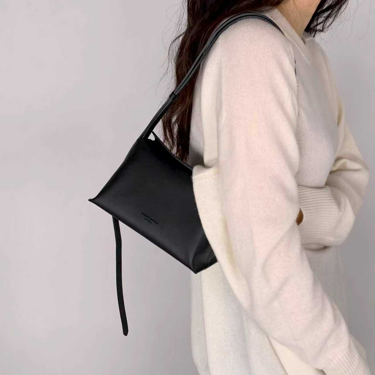 Korean APM Collection BUCKS&LEATHER Black Leather Small Bag (Instock)