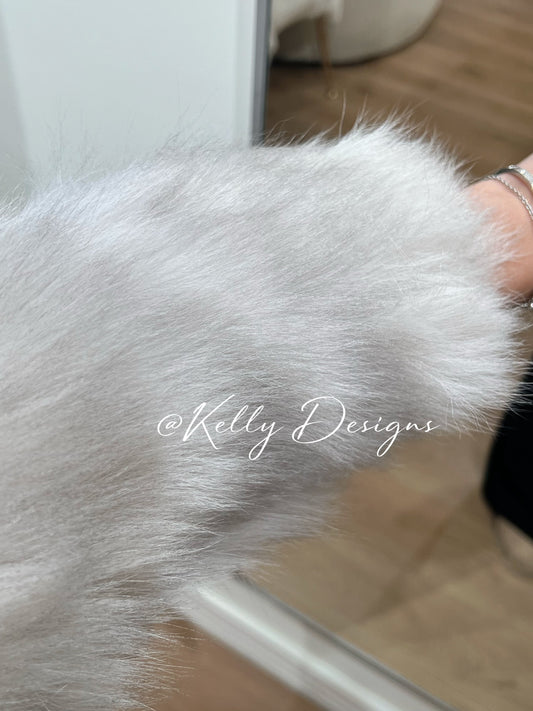 Kelly Designs Fox Fur Purple Grey V Neck Version Jacket (Instock)