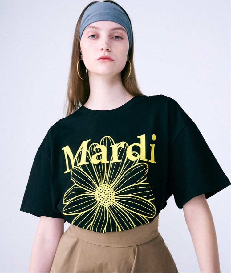 Mardi Mercredi Black-Yellow TSHIRT FLOWERMARDI(Preorder)