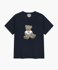 Marithe W DOODLE BEAR TEE Navy (Instock)