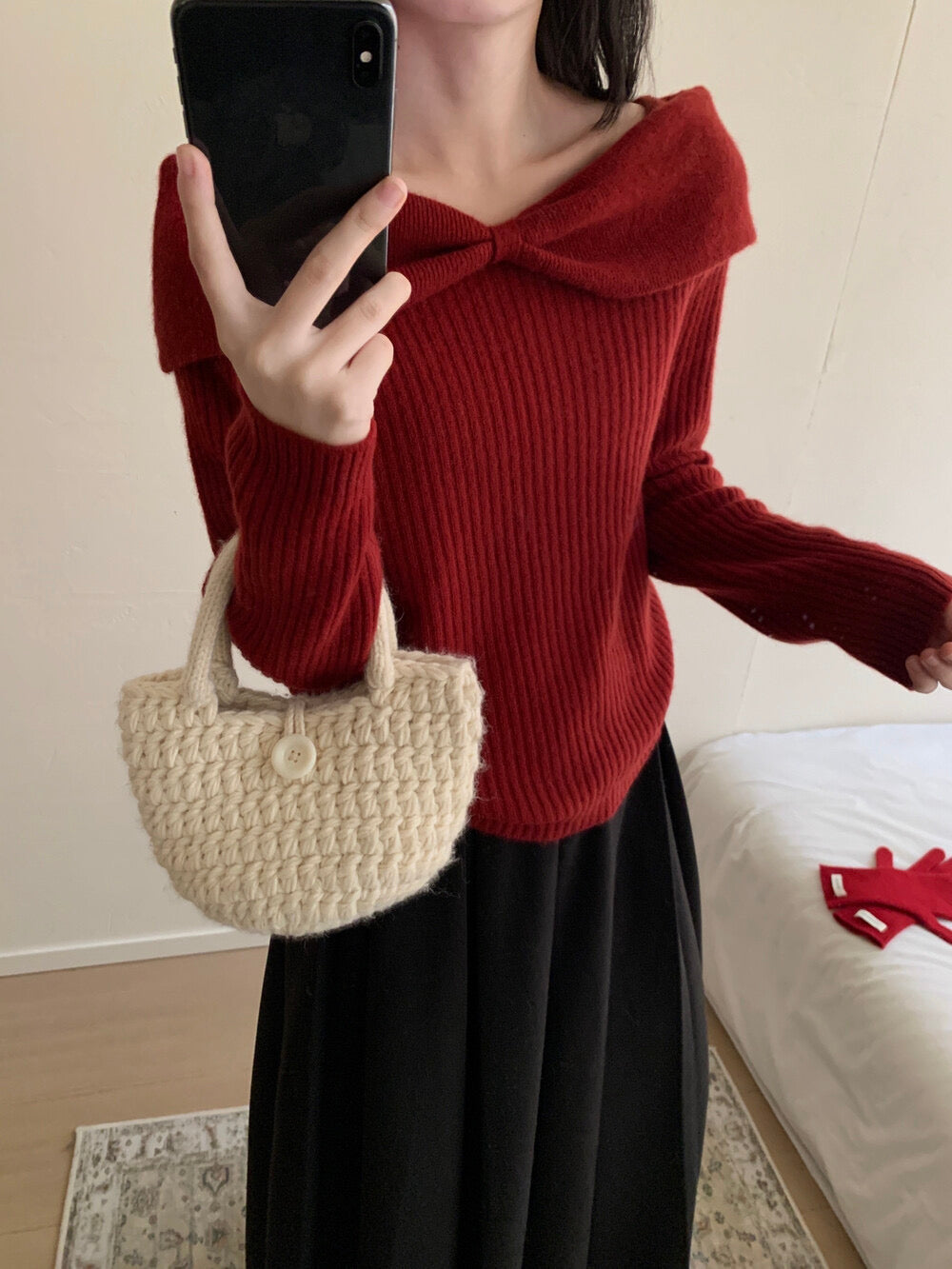 Kelly Designs Off-Shoulder Button Knit Top (Instock)