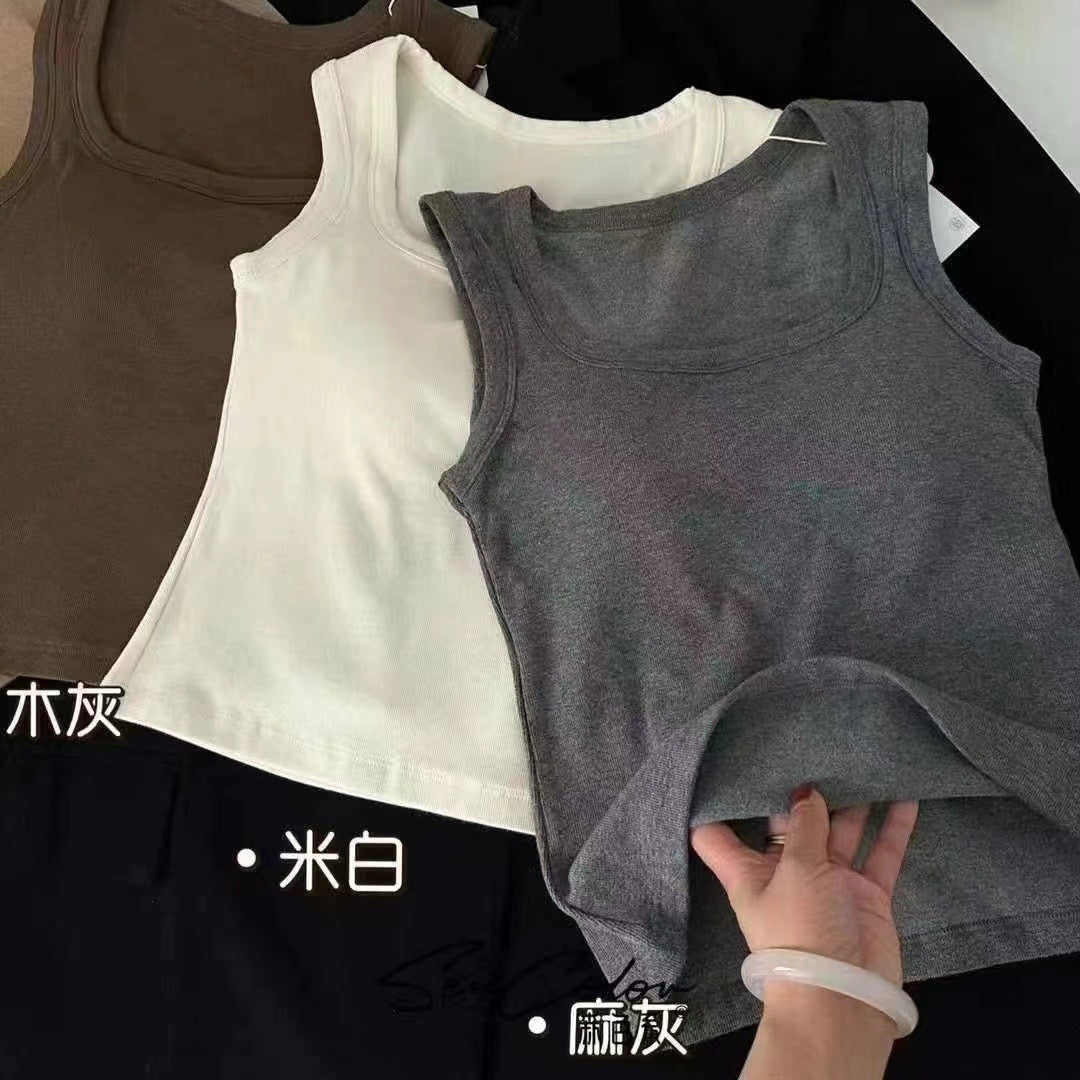 Kelly Designs Soft Ribbed Seamless Tank with Built-In Bra Top (Instock)