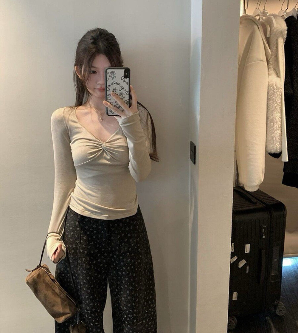 Kelly Designs Twist-Front V-Neck Slim Fit Base Top – Soft & Flattering (Instock)