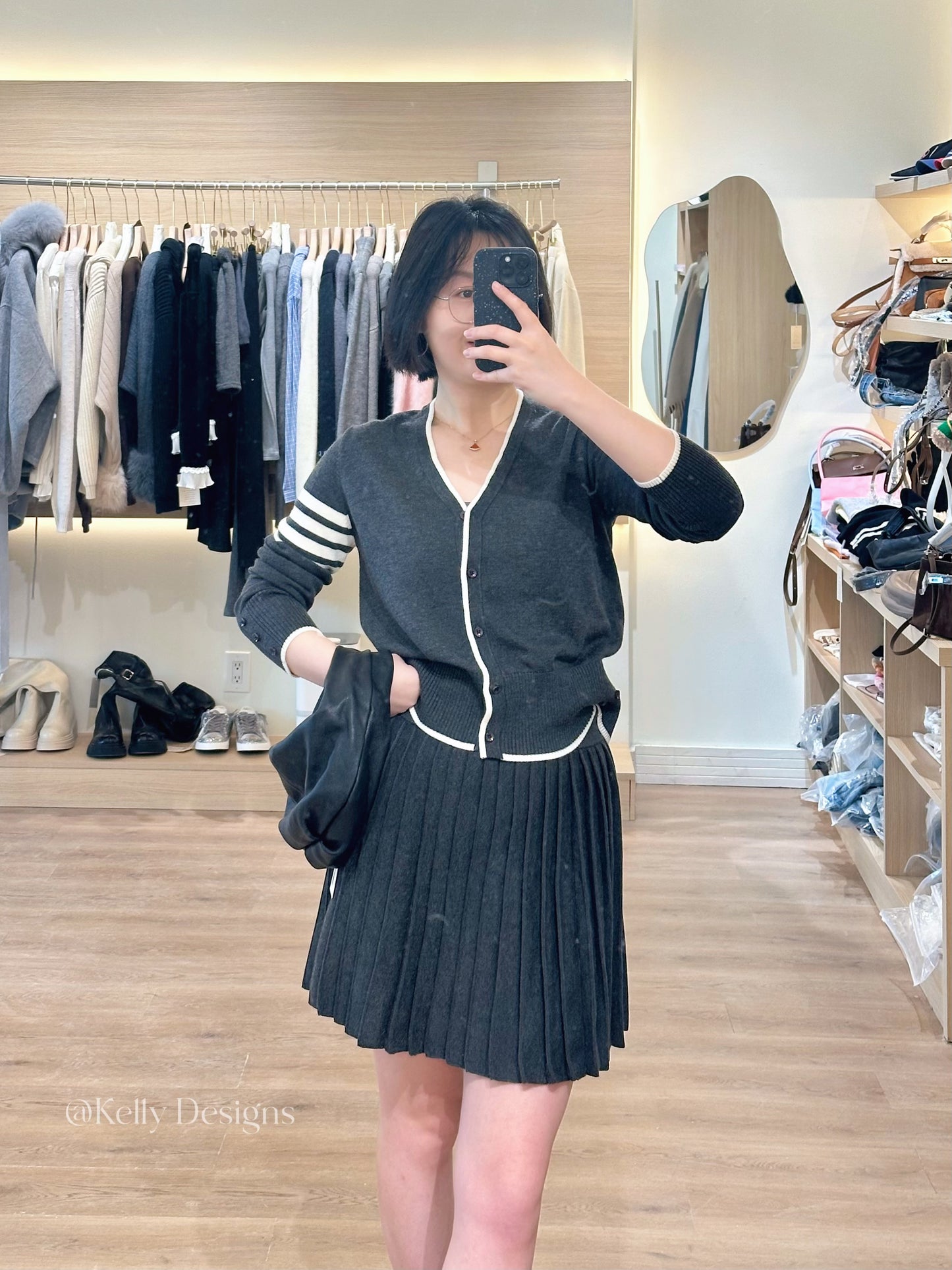 Kelly Designs Knit Cardigan & Skirt Set-3 Colors (Instock)