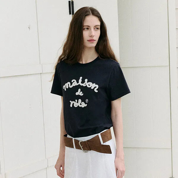 Rolarola MAISON DE ROLA EMBROIDERY T-SHIRT Navy (Instock)