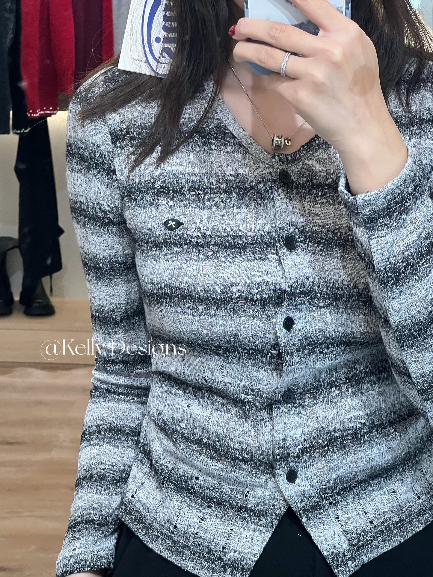 Kelly Designs Gray Stripe Cardigan (Instock)