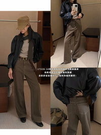 Kelly Designs Mocha Brown Washed Stretch Wide-Leg Jeans (Instock)