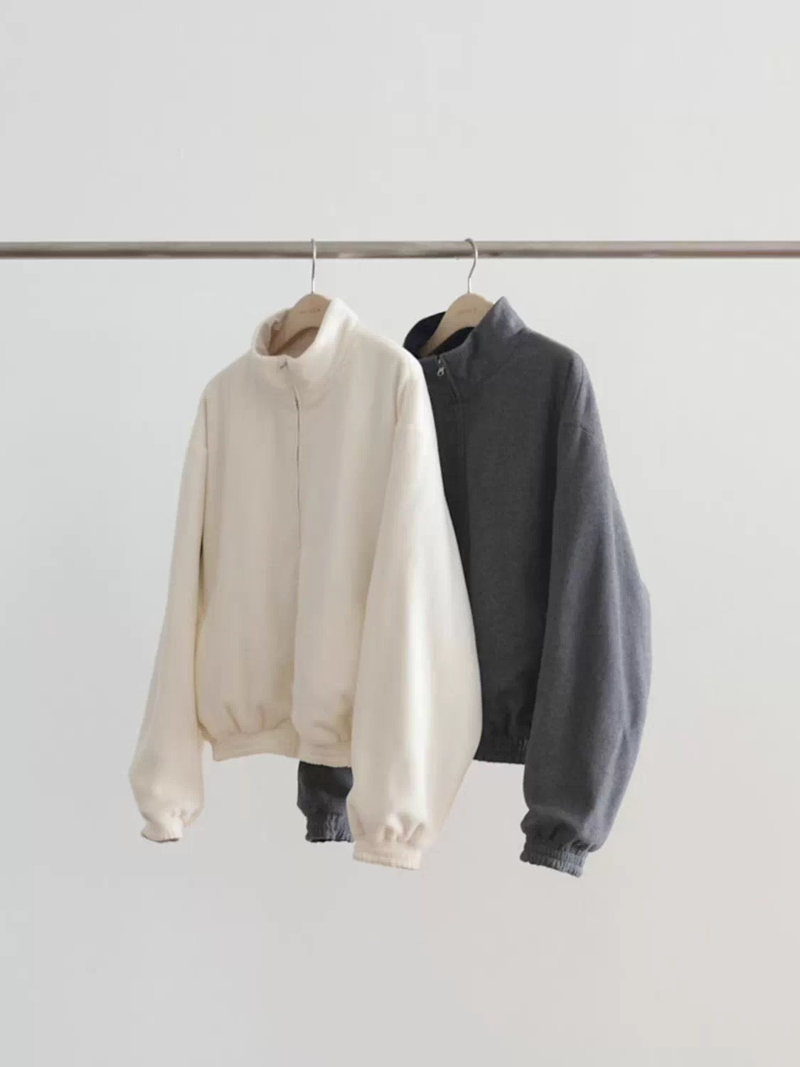 Korean APM Collection Ounce Reversible Fleece Zip-Up Jacket - Grey (Instock)