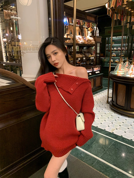 Kelly Designs Christmas Red Off-Shoulder Ops (Instock)