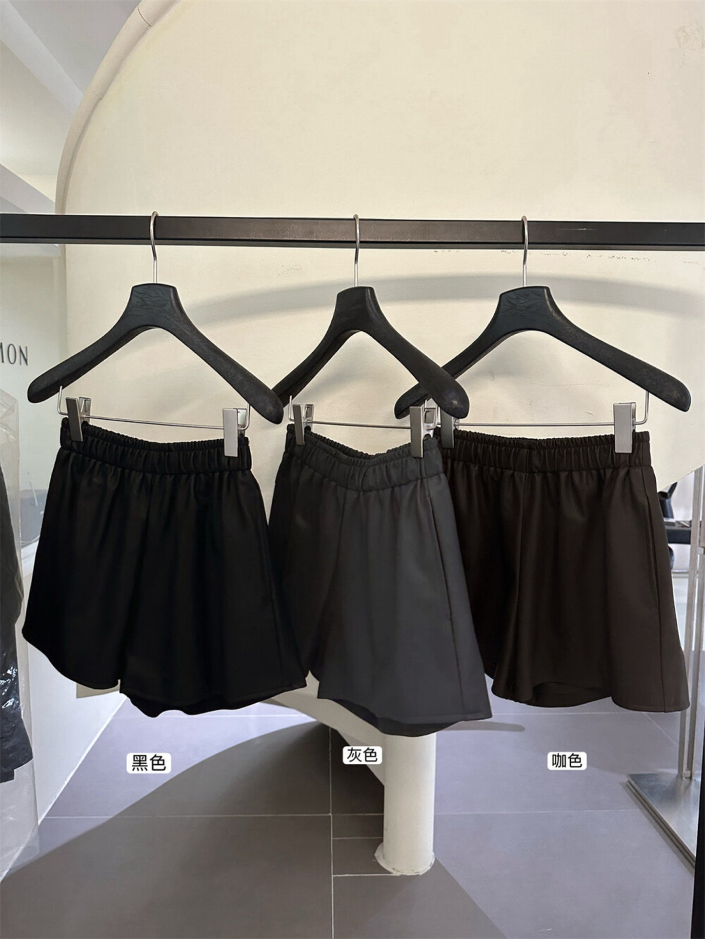 Kelly Designs Trendy 3-Color PU Leather Slim Fit Shorts (Instock)