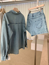 Kelly Designs  Denim Two-Piece Set – Oversized Shirt & High-Waist Shorts (Instock)