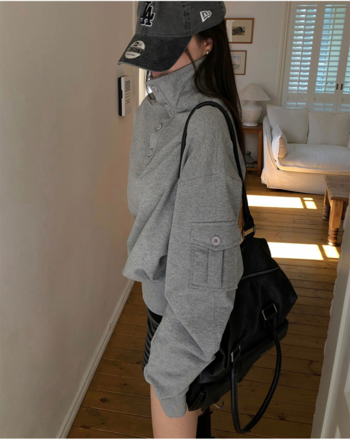 Korean Collection Loose-Fit High-Neck Sweatshirt (Instock)