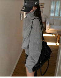 Korean Collection Loose-Fit High-Neck Sweatshirt (Instock)