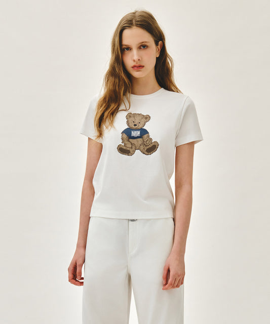 Marithe W DOODLE BEAR TEE White (Instock)