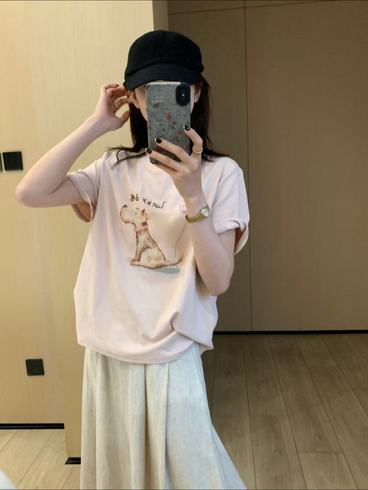 Kelly Designs Cartoons Oversize Puppy Pink TShirt (Instock)