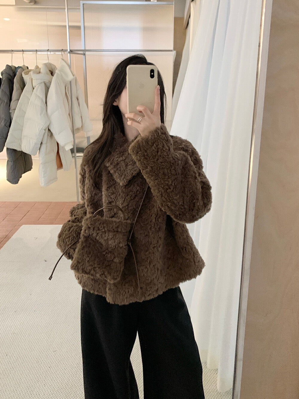 Kelly Designs Shearling Fur Brown Coat (Instock)