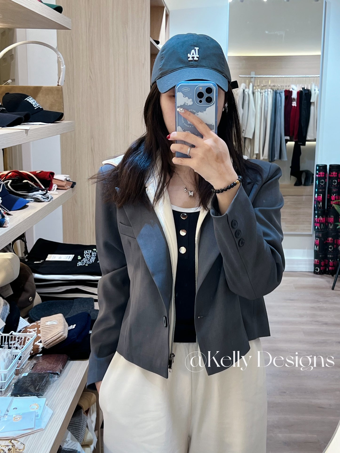 Kelly Designs Fake 2pc Hoodie Grey Blazer (Instock)