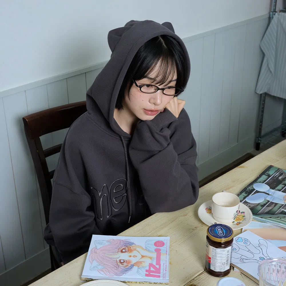 Korean ITZAVIBE Meow Cat Ear Hoodie Zip Up (Instock)