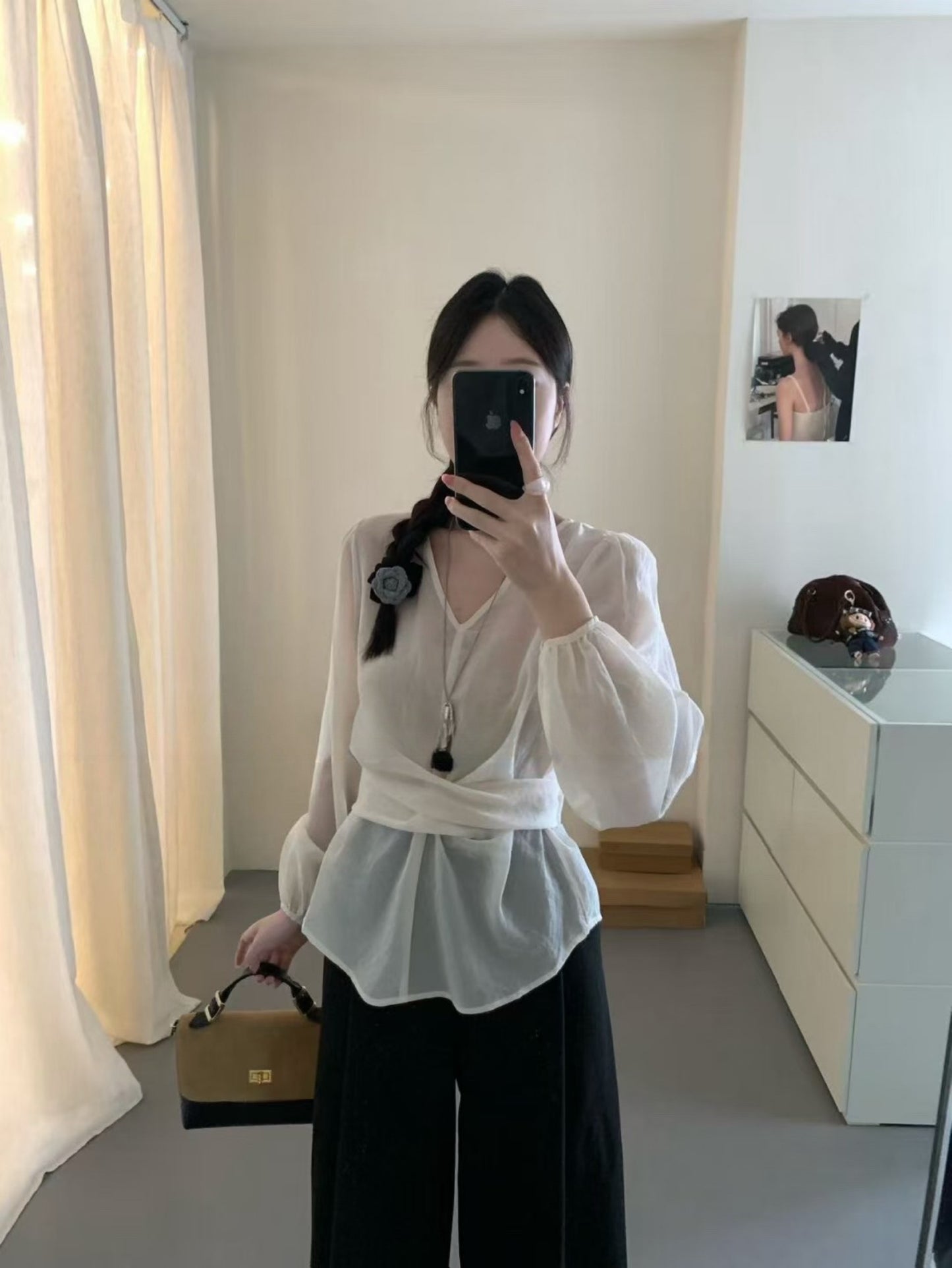 Kelly Designs White/Black Cross Band Blouse (Instock)