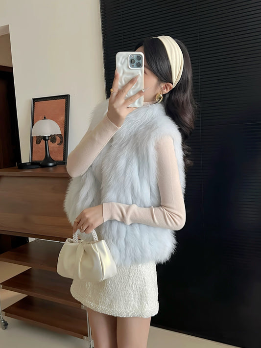 Kelly Designs 4 Colors Fox Fur Trim Vest with Car Stripe Design (Instock)