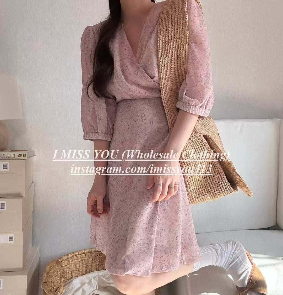 Korean APM Collection I Miss You Pink Mid Dress (Instock)