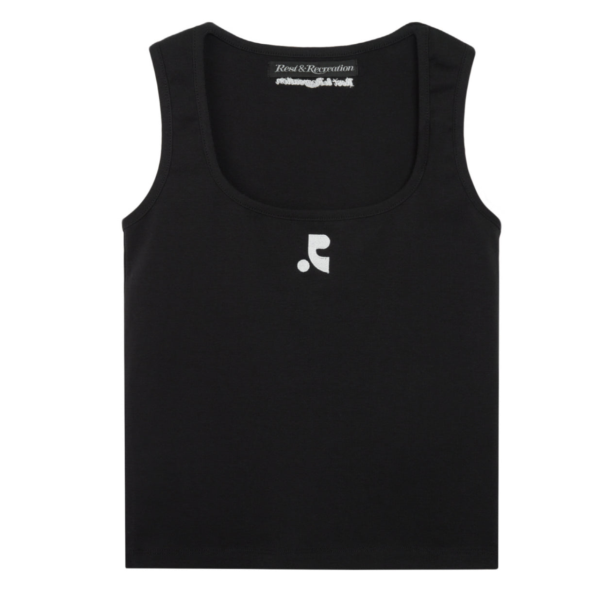 Rest & Recreation WIDE U-NECK TANK TOP - BLACK (Preorder)